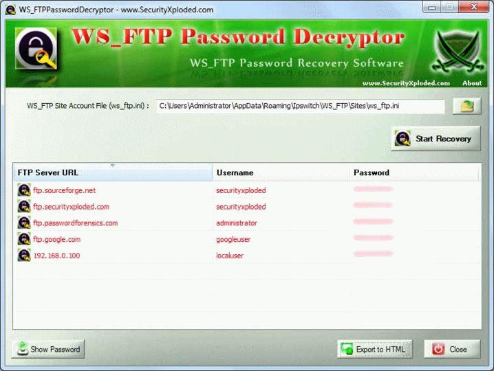 WS_FTP Password Decryptor